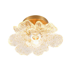 LightFixturesUSA - Bloom 1 - Light Snow Lotus Clear Glass Flower Semi Flush Mount - Ceiling Light - 9.8 in - 