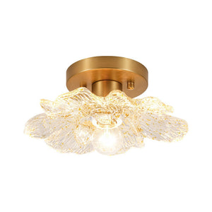 LightFixturesUSA - Bloom 1 - Light Snow Lotus Clear Glass Flower Semi Flush Mount - Ceiling Light - 9.8 in - 