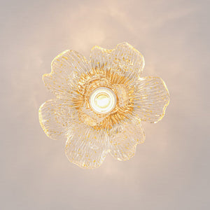 LightFixturesUSA - Bloom 1 - Light Snow Lotus Clear Glass Flower Semi Flush Mount - Ceiling Light - 9.8 in - 