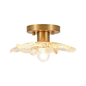 LightFixturesUSA - Bloom 1 - Light Snow Lotus Clear Glass Flower Semi Flush Mount - Ceiling Light - 9.8 in - 