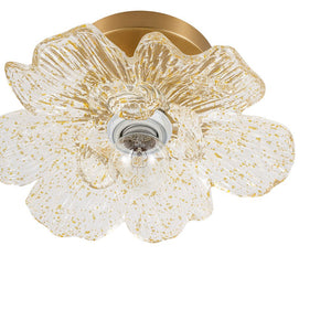 LightFixturesUSA - Bloom 1 - Light Snow Lotus Clear Glass Flower Semi Flush Mount - Ceiling Light - 9.8 in - 