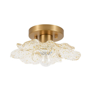 LightFixturesUSA - Bloom 1 - Light Snow Lotus Clear Glass Flower Semi Flush Mount - Ceiling Light - 9.8 in - 
