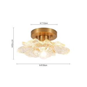 LightFixturesUSA - Bloom 1 - Light Snow Lotus Clear Glass Flower Semi Flush Mount - Ceiling Light - 9.8 in - 