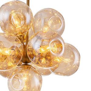 LightFixturesUSA - Bloom 10 - Light Cluster Amber Glass Round Bubble Chandelier - Chandelier - Brass - 