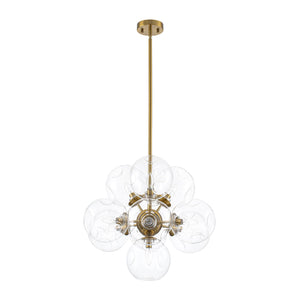 LightFixturesUSA-Bloom 10-Light Cluster Amber Glass Round Bubble Chandelier-Chandelier-Clear Glass-