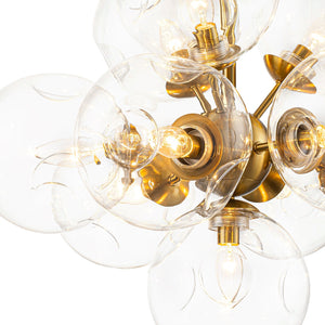 LightFixturesUSA-Bloom 10-Light Cluster Amber Glass Round Bubble Chandelier-Chandelier-Clear Glass-