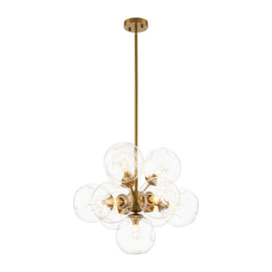 LightFixturesUSA-Bloom 10-Light Cluster Amber Glass Round Bubble Chandelier-Chandelier-Clear Glass-