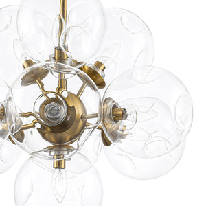 LightFixturesUSA-Bloom 10-Light Cluster Amber Glass Round Bubble Chandelier-Chandelier-Clear Glass-