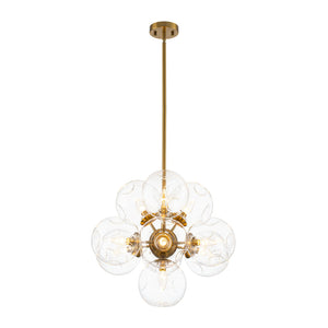 LightFixturesUSA-Bloom 10-Light Cluster Amber Glass Round Bubble Chandelier-Chandelier-Clear Glass-