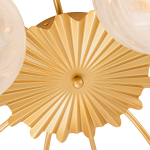LightFixturesUSA-Bloom 12-Light Opal Swirl Glass Bubble Semi Flush Chandelier-Chandelier-Brass-