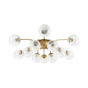 LightFixturesUSA-Bloom 12-Light Opal Swirl Glass Bubble Semi Flush Chandelier-Chandelier-Brass-