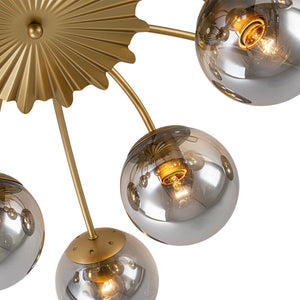 LightFixturesUSA - Bloom 12 - Light Smoked Glass Bubble Semi Flush Chandelier - Chandelier - Brass (Exclusive Offer) - 