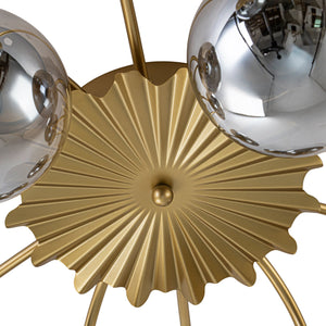 LightFixturesUSA - Bloom 12 - Light Smoked Glass Bubble Semi Flush Chandelier - Chandelier - Brass (Exclusive Offer) - 