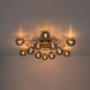 LightFixturesUSA - Bloom 12 - Light Smoked Glass Bubble Semi Flush Chandelier - Chandelier - Brass (Exclusive Offer) - 