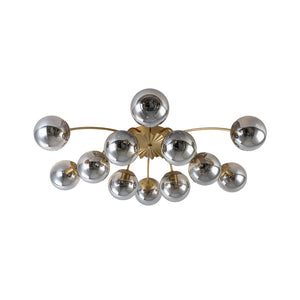 LightFixturesUSA - Bloom 12 - Light Smoked Glass Bubble Semi Flush Chandelier - Chandelier - Brass (Exclusive Offer) - 