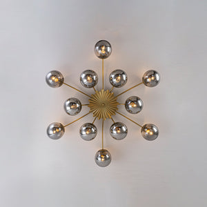 LightFixturesUSA - Bloom 12 - Light Smoked Glass Bubble Semi Flush Chandelier - Chandelier - Brass (Exclusive Offer) - 