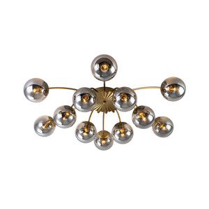 LightFixturesUSA - Bloom 12 - Light Smoked Glass Bubble Semi Flush Chandelier - Chandelier - Brass (Exclusive Offer) - 