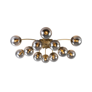 LightFixturesUSA - Bloom 12 - Light Smoked Glass Bubble Semi Flush Chandelier - Chandelier - Brass (Exclusive Offer) - 