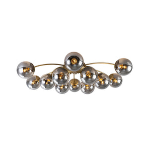 LightFixturesUSA - Bloom 12 - Light Smoked Glass Bubble Semi Flush Chandelier - Chandelier - Brass (Exclusive Offer) - 