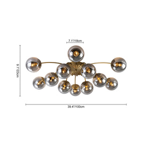 LightFixturesUSA - Bloom 12 - Light Smoked Glass Bubble Semi Flush Chandelier - Chandelier - Brass (Exclusive Offer) - 