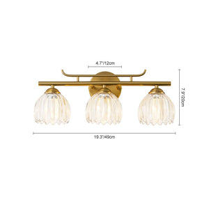 LightFixturesUSA - Bloom 3 - Light Pleated Clear Glass Flower Vanity Wall Sconce - Wall Sconce - Brass - 