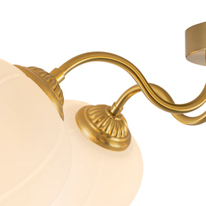 LightFixturesUSA-Bloom 5-Light Frosted Glass Peony Bud Semi Flush Mount-Ceiling Light-Brass-