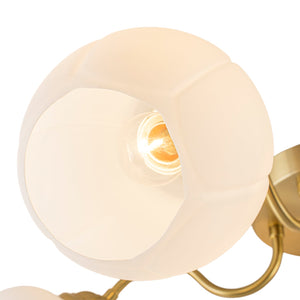 LightFixturesUSA-Bloom 5-Light Frosted Glass Peony Bud Semi Flush Mount-Ceiling Light-Brass-