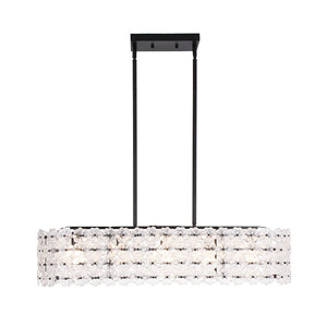 LightFixturesUSA - Bloom Art Deco Floral Glass Linear Cage Island Chandelier - Chandelier - Black - 