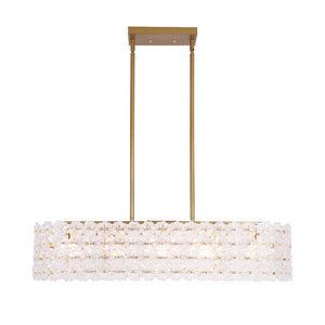 LightFixturesUSA - Bloom Art Deco Floral Glass Linear Cage Island Chandelier - Chandelier - Gold - 