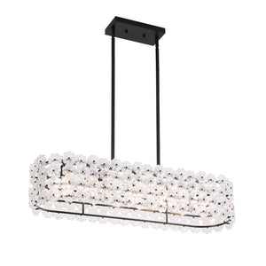 LightFixturesUSA - Bloom Art Deco Floral Glass Linear Cage Island Chandelier - Chandelier - Gold - 