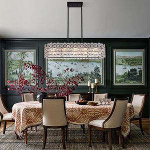 LightFixturesUSA - Bloom Art Deco Floral Glass Linear Cage Island Chandelier - Chandelier - Gold - 