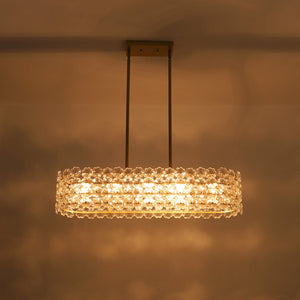 LightFixturesUSA - Bloom Art Deco Floral Glass Linear Cage Island Chandelier - Chandelier - Gold - 