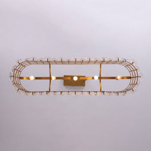 LightFixturesUSA - Bloom Art Deco Floral Glass Linear Cage Island Chandelier - Chandelier - Gold - 