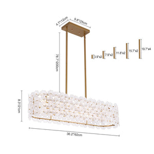 LightFixturesUSA - Bloom Art Deco Floral Glass Linear Cage Island Chandelier - Chandelier - Gold - 