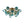 LightFixturesUSA - Bloom Blue Glass Bubble Round Sunburst Semi Flush Chandelier - Chandelier - Brass - 