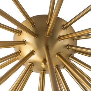 LightFixturesUSA - Bloom Blue Glass Bubble Round Sunburst Semi Flush Chandelier - Chandelier - Brass - 