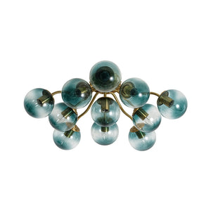 LightFixturesUSA - Bloom Brass Blue Glass Bubble Semi Flush Chandelier - Chandelier - 11 - Lt (Pre - Order) - 
