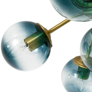 LightFixturesUSA - Bloom Brass Blue Glass Bubble Semi Flush Chandelier - Chandelier - 11 - Lt (Pre - Order) - 