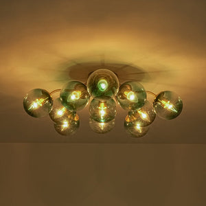 LightFixturesUSA - Bloom Brass Blue Glass Bubble Semi Flush Chandelier - Chandelier - 11 - Lt (Pre - Order) - 