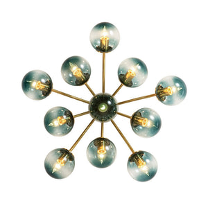LightFixturesUSA - Bloom Brass Blue Glass Bubble Semi Flush Chandelier - Chandelier - 11 - Lt (Pre - Order) - 