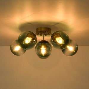 LightFixturesUSA - Bloom Brass Blue Glass Bubble Semi Flush Chandelier - Chandelier - 11 - Lt (Pre - Order) - 