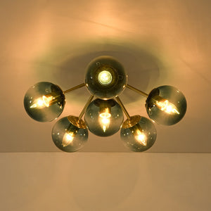 LightFixturesUSA - Bloom Brass Blue Glass Bubble Semi Flush Chandelier - Chandelier - 11 - Lt (Pre - Order) - 