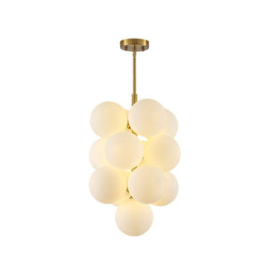 LightFixturesUSA - Bloom Brass Cluster Opal Glass Globe Bubble Chandelier - Chandelier - Brass - 