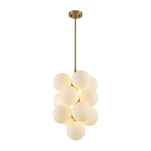 LightFixturesUSA - Bloom Brass Cluster Opal Glass Globe Bubble Chandelier - Chandelier - Brass - 