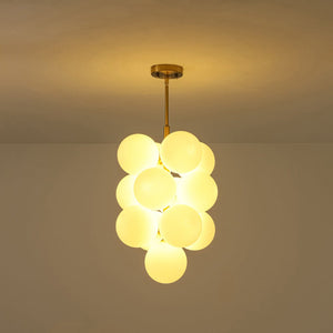 LightFixturesUSA - Bloom Brass Cluster Opal Glass Globe Bubble Chandelier - Chandelier - Brass - 