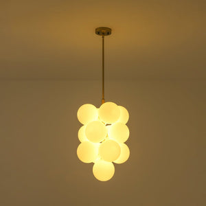 LightFixturesUSA - Bloom Brass Cluster Opal Glass Globe Bubble Chandelier - Chandelier - Brass - 