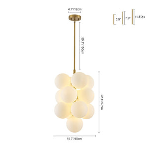 LightFixturesUSA - Bloom Brass Cluster Opal Glass Globe Bubble Chandelier - Chandelier - Brass - 