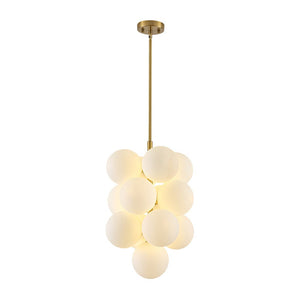 LightFixturesUSA - Bloom Brass Cluster Opal Glass Globe Bubble Chandelier - Chandelier - Brass - 