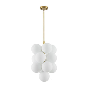 LightFixturesUSA - Bloom Brass Cluster Opal Glass Globe Bubble Chandelier - Chandelier - Brass - 