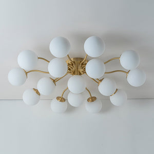 LightFixturesUSA - Bloom Brass Frosted Glass Bubble Semi Flush Chandelier - Chandelier - 16 - Lt (Pre - Order) - 